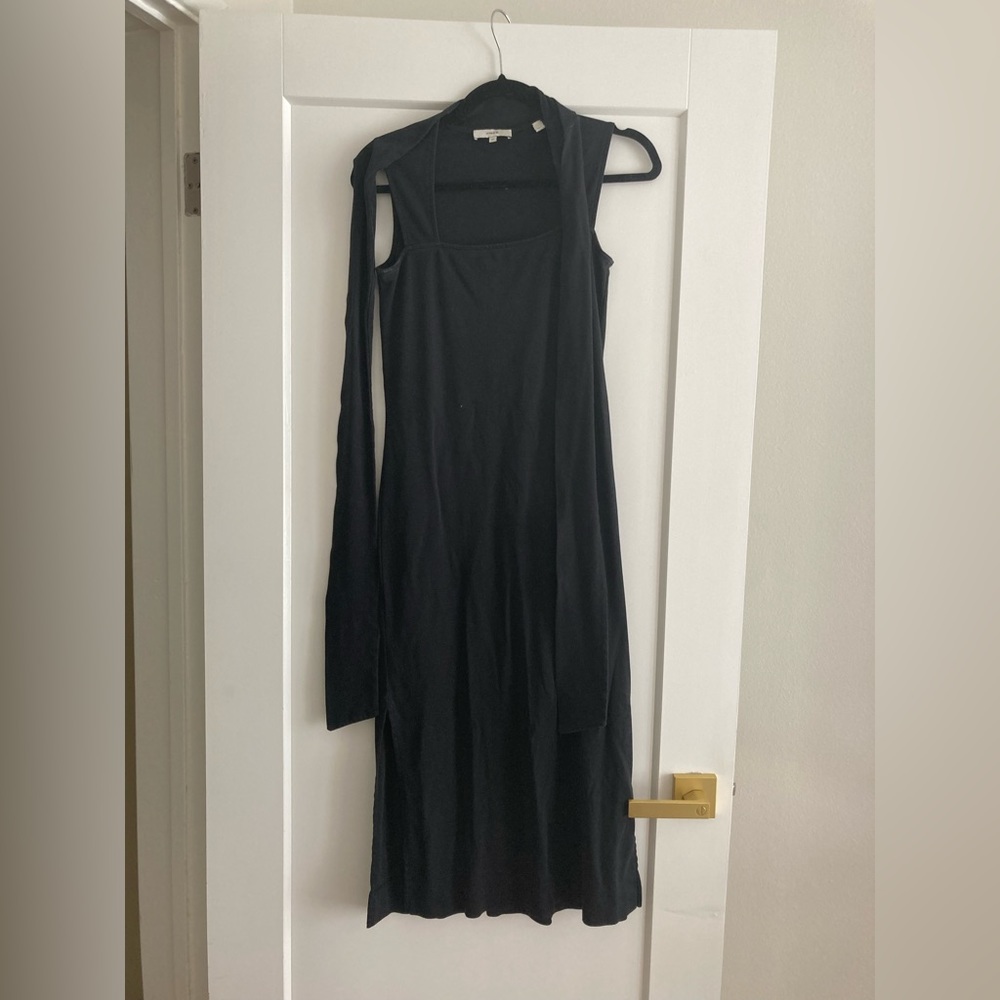 Black Vince dress with optional tie waist xa black cotton